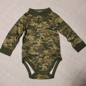 Garanimals Collared Camo Longsleeve Onesie Bodysuit Green Size 18 Months